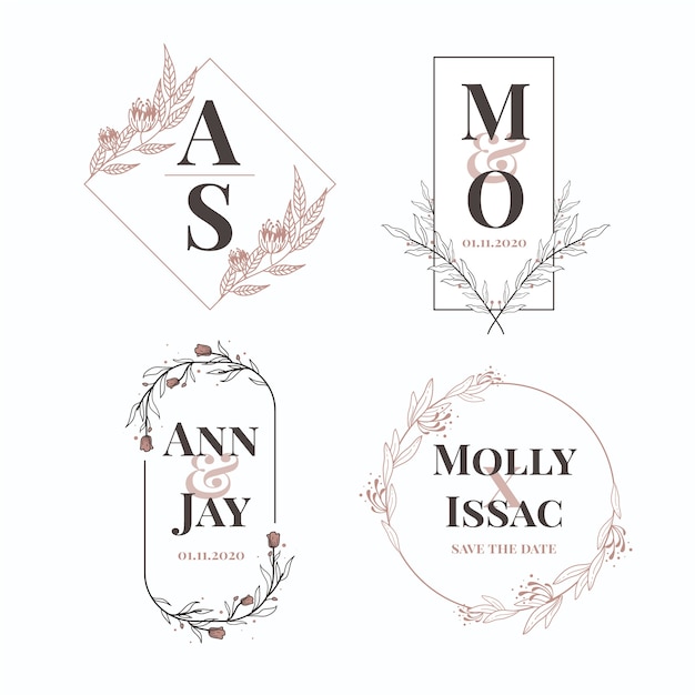 Elegante collezione di monogrammi di nozze