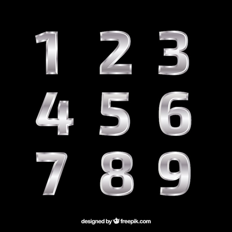 Vettore gratuito elegante collezione di numeri in argento