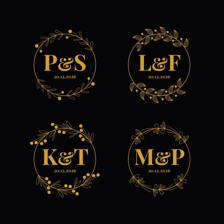 Vettore gratuito elegante confezione monogrammi da sposa