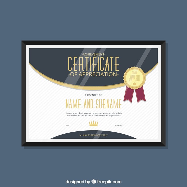 Vettore gratuito elegante diploma di apprezzamento