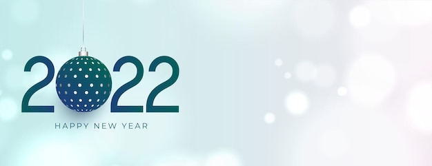 Elegante felice anno nuovo 2022 bokeh bellissimo banner con palle di natale