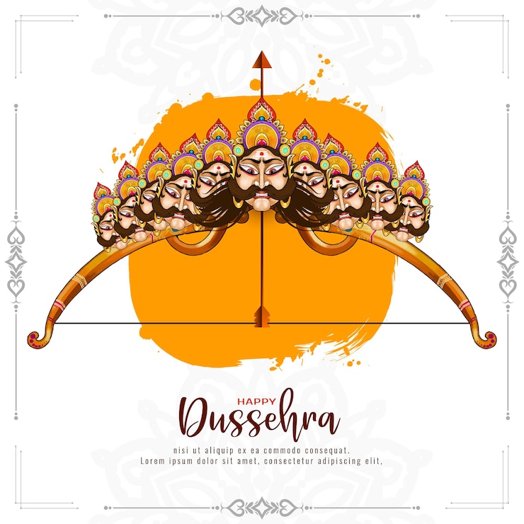 Vettore gratuito elegante felicità dussehra carta di congratulazioni culturale tradizionale indiana