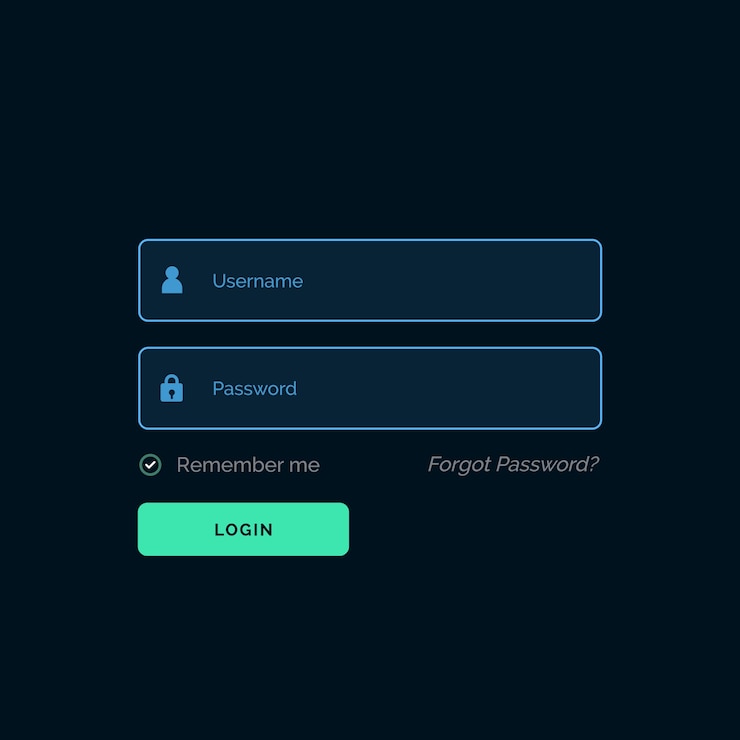 Vettore gratuito elegante form di login template design ui scuro
