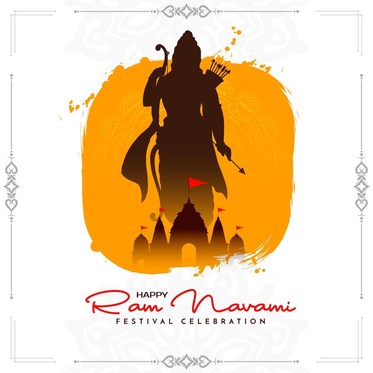 Vettore gratuito elegante happy ram navami carta di festa indù indiana con il signore rama