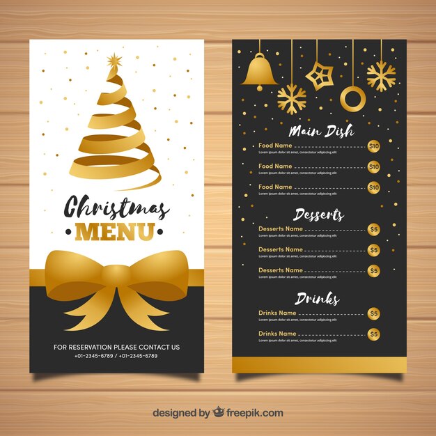 Elegante menu di natale d'oro