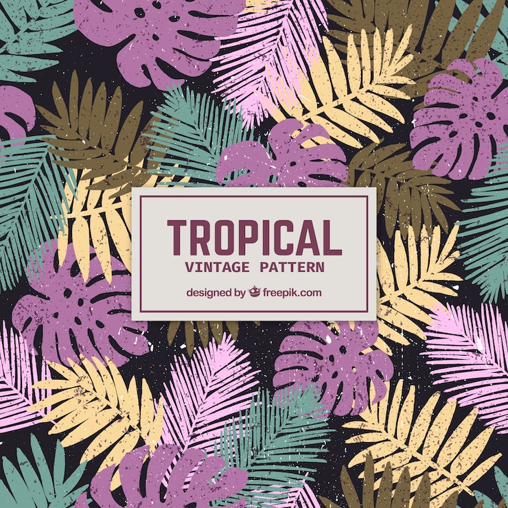 Vettore gratuito elegante motivo tropicale con stile vintage