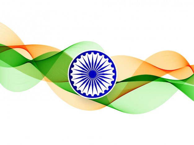 Elegante ondulato bandiera indiana sullo sfondo