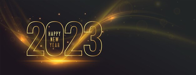Elegante striscione celebrativo del nuovo anno 2023 con effetto luce