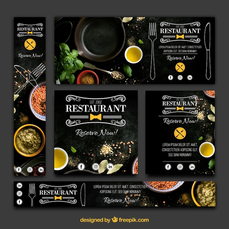 Vettore gratuito elegante varietà di banner pubblicitari
