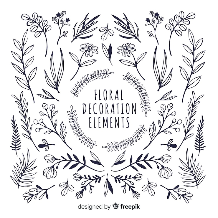 Vettore gratuito elementi di decorazione floreale disegnati a mano