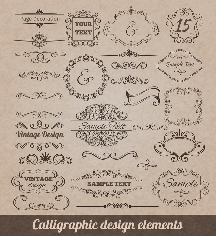 Vettore gratuito elementi di design calligrafici
