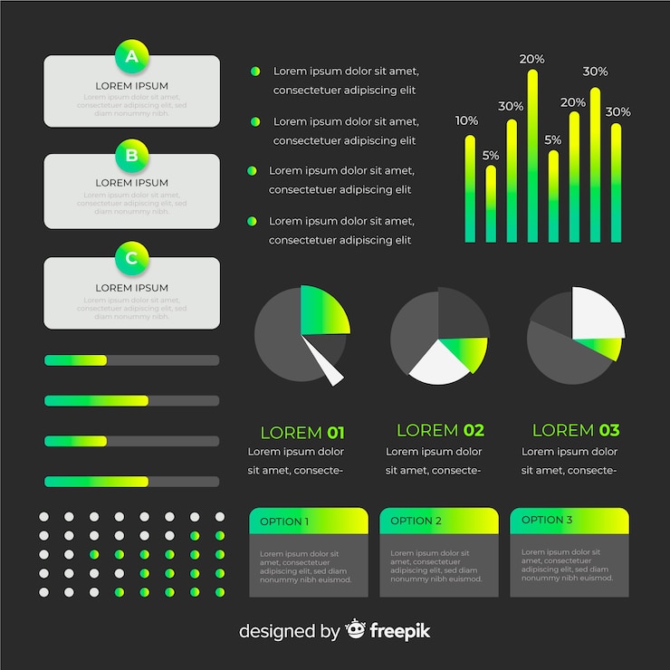 Vettore gratuito elementi di infografica piatto con raccolta di statistiche
