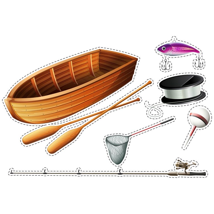 Vettore gratuito elementi di pesca collezione
