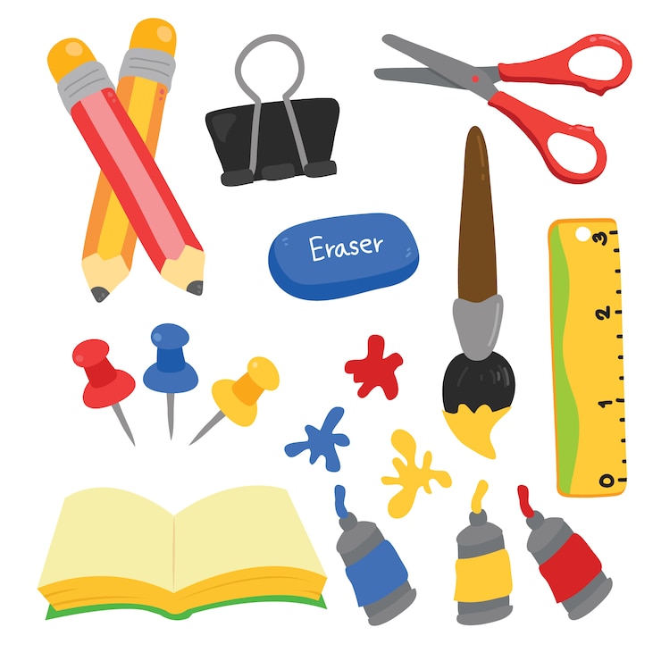Vettore gratuito elementi di scuola collezione