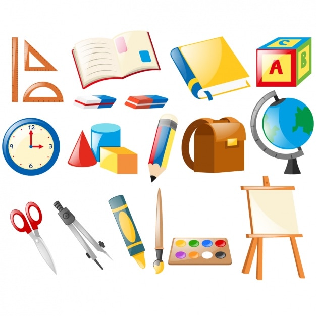 Vettore gratuito elementi di scuola collezione