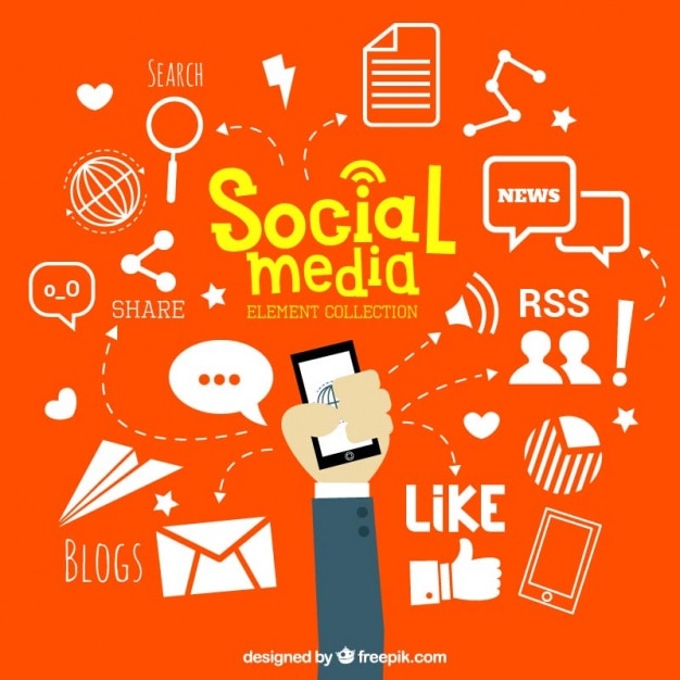 Vettore gratuito elementi di social media disegnati a mano