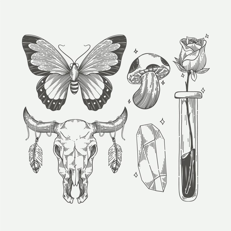 Vettore gratuito elementi disegnati a mano boho