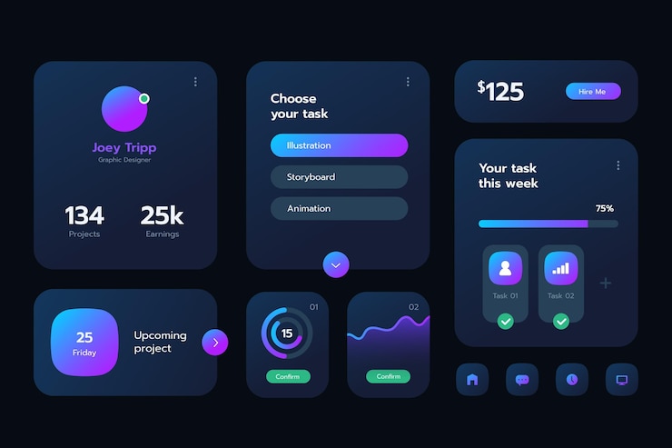 Vettore gratuito elementi gradiente ui/ux