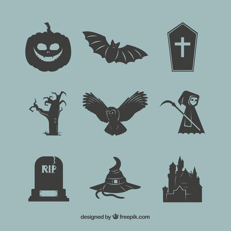 Vettore gratuito elementi nero halloween