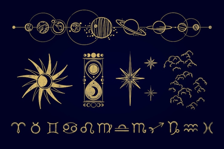 Vettore gratuito elemento celeste disegnato a mano.