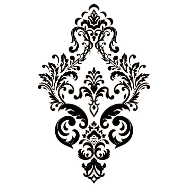 Vettore gratuito elemento damascato vettoriale illistration centrale damascato isolato ornamento damascato classico di lusso vecchio stile vittoriano reale per sfondi avvolgimento tessile