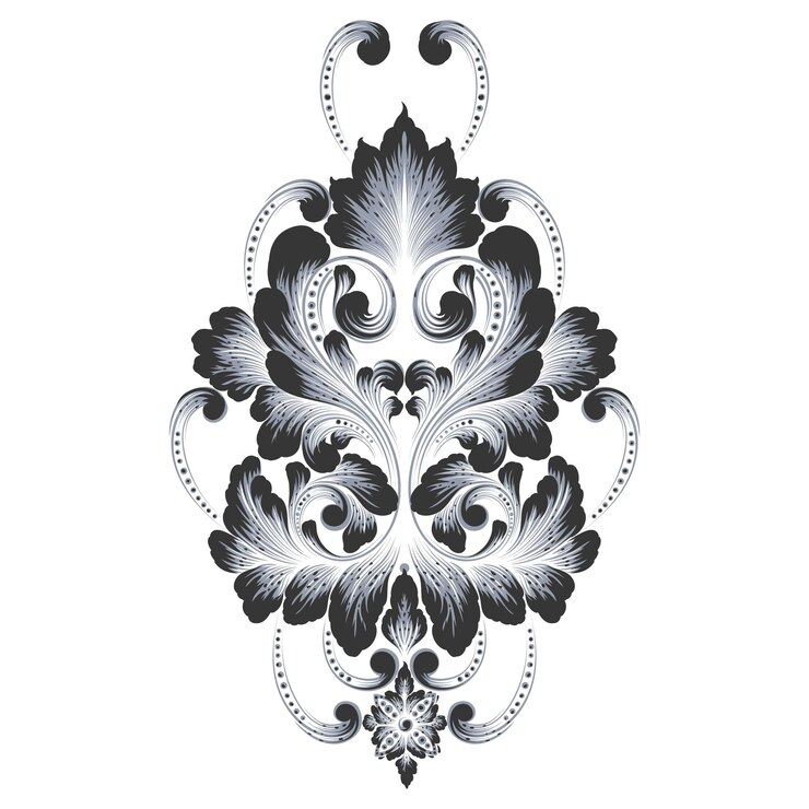 Vettore gratuito elemento damascato vettoriale illistration centrale damascato isolato ornamento damascato classico di lusso vecchio stile vittoriano reale per sfondi avvolgimento tessile