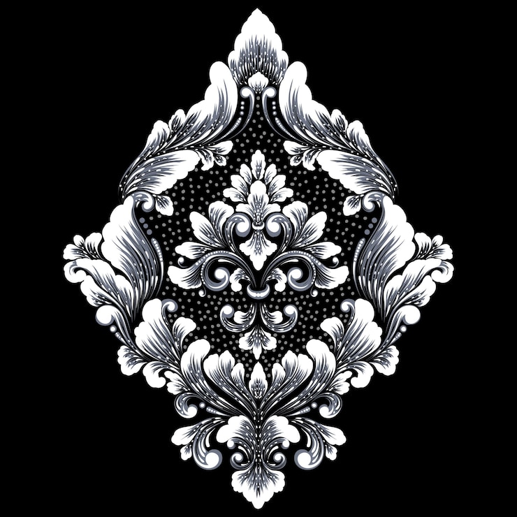 Vettore gratuito elemento damascato vettoriale illistration centrale damascato isolato ornamento damascato classico di lusso vecchio stile vittoriano reale per sfondi avvolgimento tessile