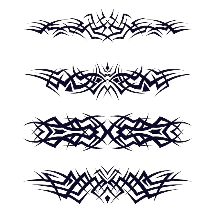 Vettore gratuito elemento del bordo del tatuaggio maori