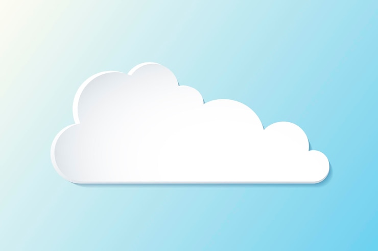 Vettore gratuito elemento nuvola 3d, simpatico vettore di clipart meteo su sfondo blu sfumato