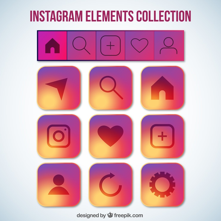 Vettore gratuito elemento set instagram