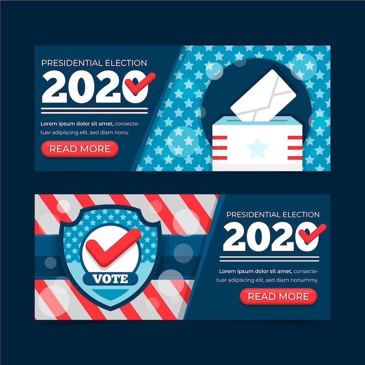Vettore gratuito elezioni presidenziali del 2020 negli striscioni degli stati uniti