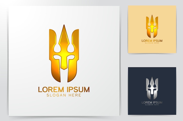 Vettore gratuito elmo spartano. guerriero. cavaliere logo idee. design del logo di ispirazione. illustrazione di vettore del modello. isolato su sfondo bianco