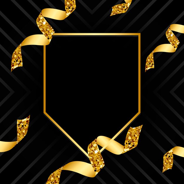 Emblema d&#39;oro bianco con il vettore di coriandoli