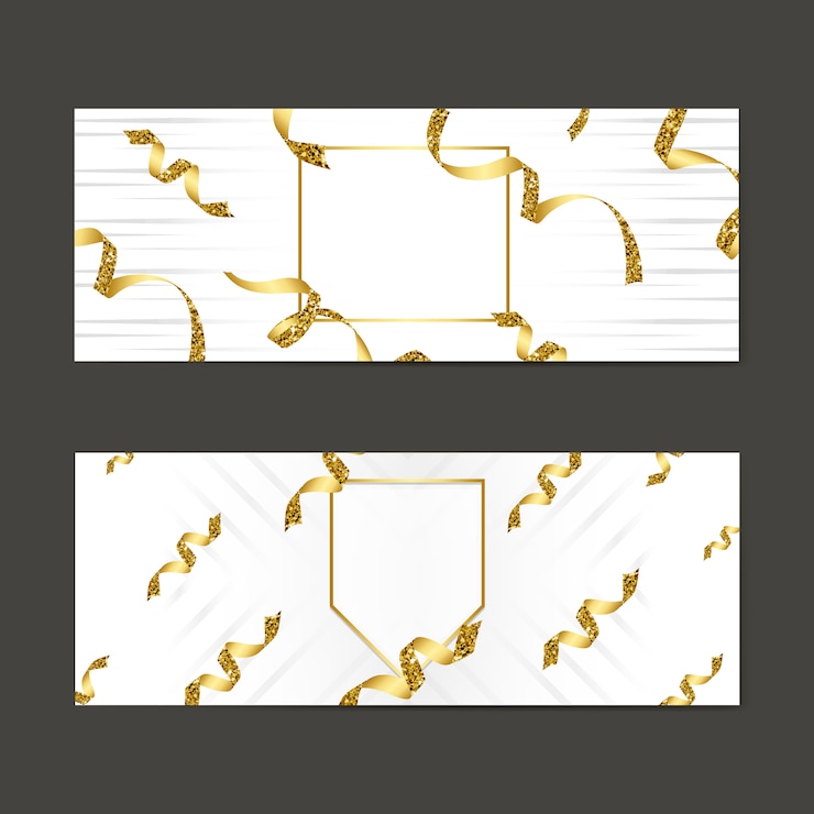 Vettore gratuito emblema d'oro bianco con set di coriandoli