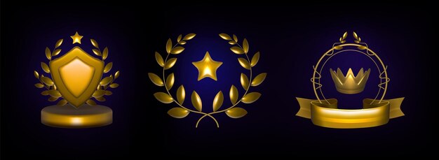 Emblema del trofeo d'oro con corona di alloro