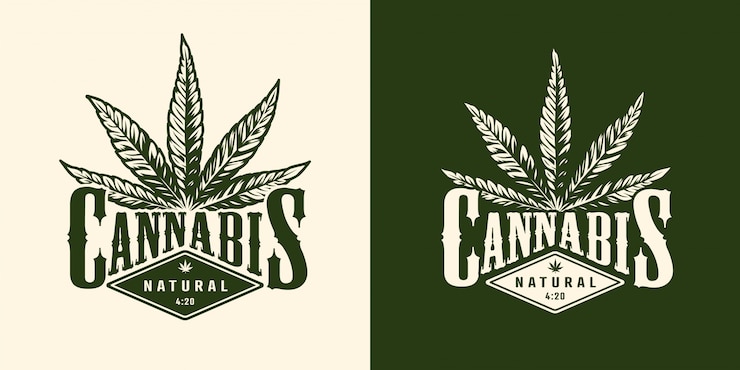 Vettore gratuito emblema di marijuana monocromatico vintage