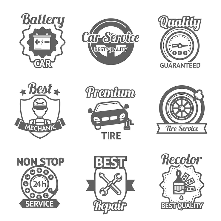 Vettore gratuito emblemi del servizio automobilistico