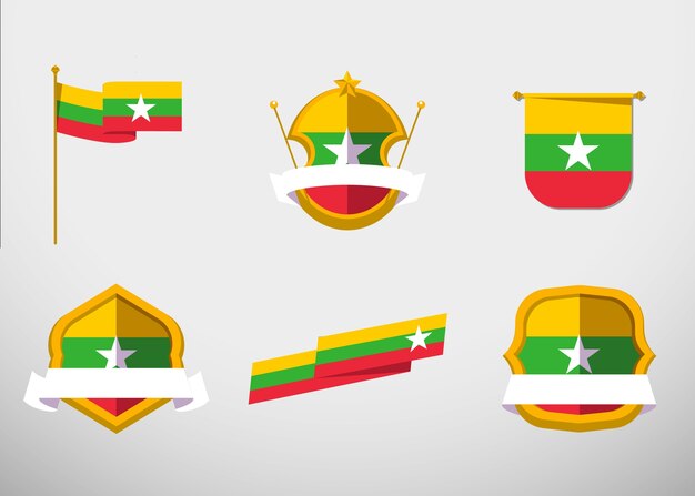 Emblemi nazionali del Myanmar di design piatto