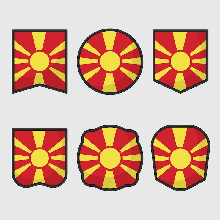 Vettore gratuito emblemi nazionali della macedonia di design piatto