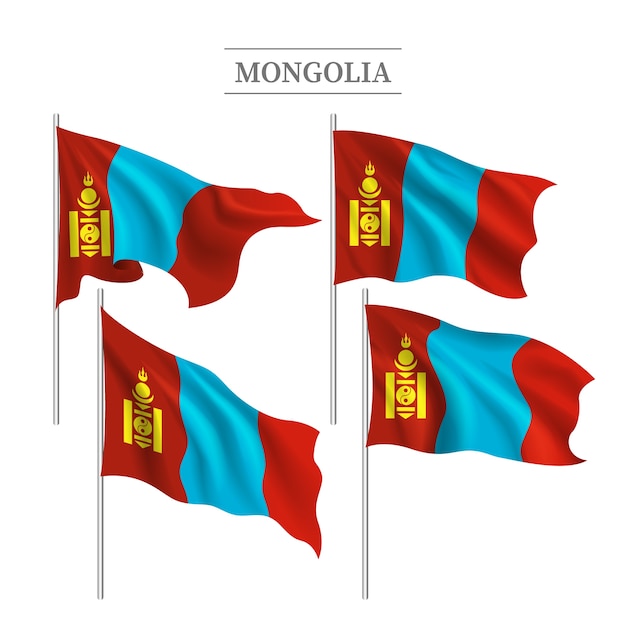 Emblemi nazionali della Mongolia di design piatto disegnato a mano