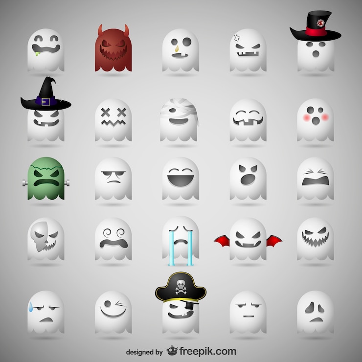 Vettore gratuito emoticon fantasma per halloween