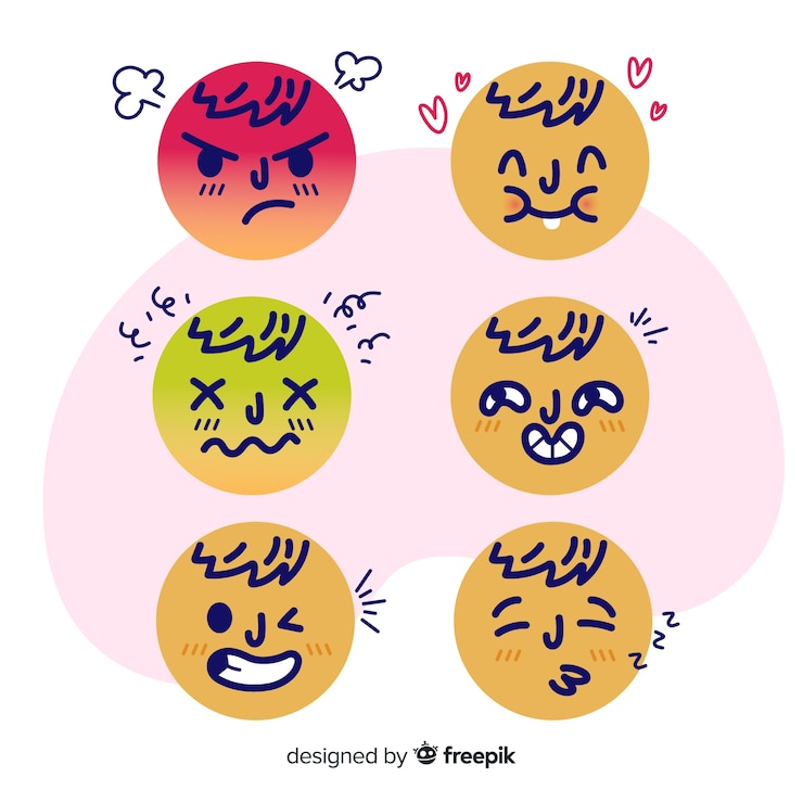 Vettore gratuito emoticon reazione collectio