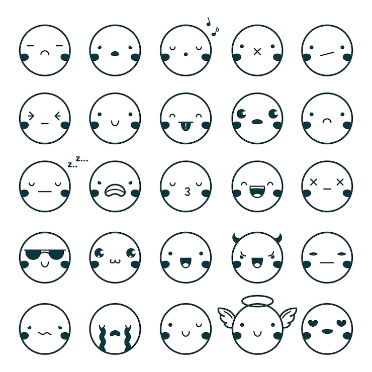 Vettore gratuito emoticons emoji black set