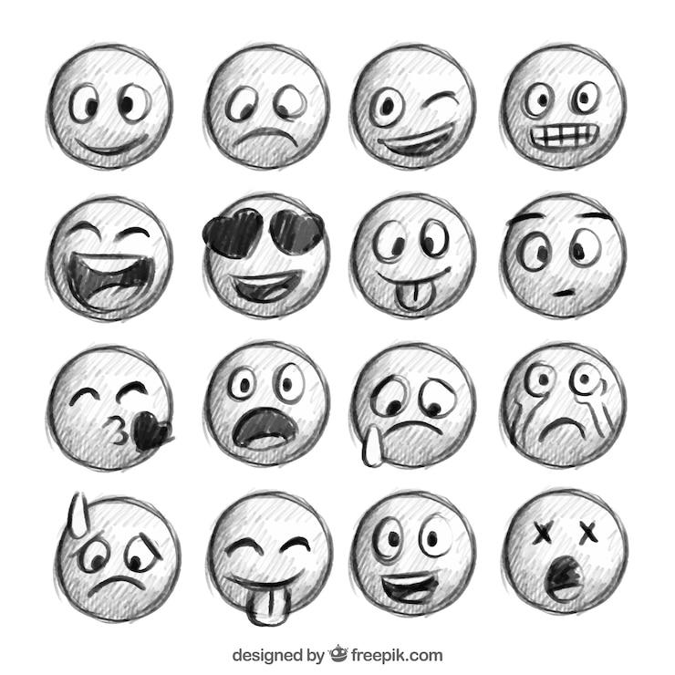 Vettore gratuito emoticons schizzi
