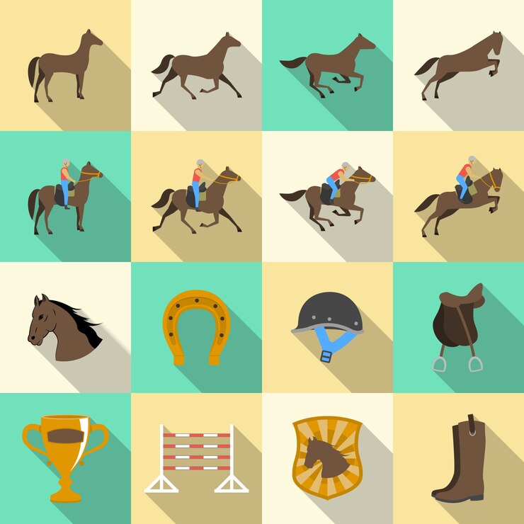 Vettore gratuito equitazione disegna collezione