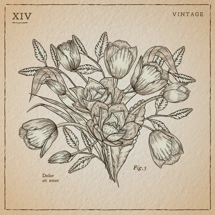 Vettore gratuito erbe botaniche e fiori selvatici in stile vintage