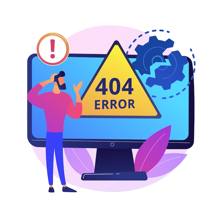 Vettore gratuito errore concetto astratto illustrazione. pagina web di errore, download del browser non riuscito, pagina non trovata, richiesta del server, non disponibile, problema di comunicazione del sito web.