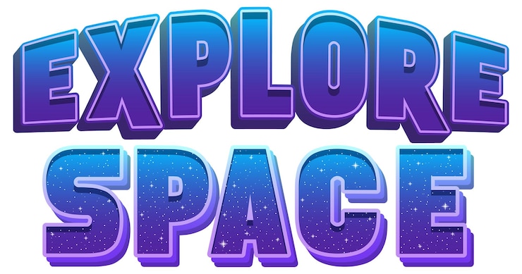 Vettore gratuito esplora il design del logo della parola spaziale