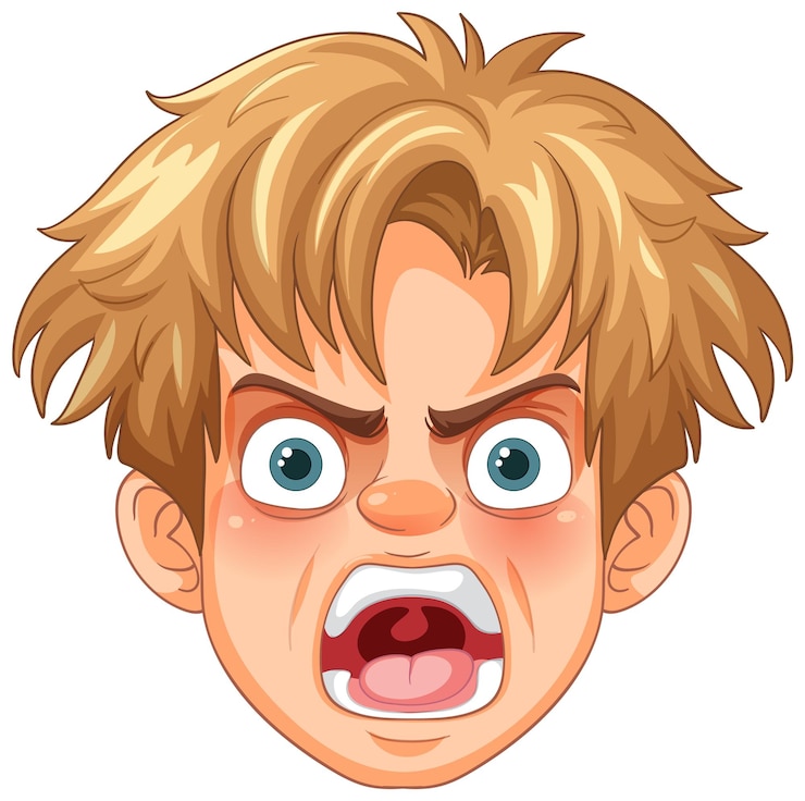 Vettore gratuito espressione dei cartoni animati di angry boy