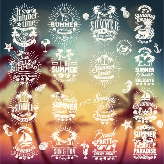 Vettore gratuito estate disegna collezione
